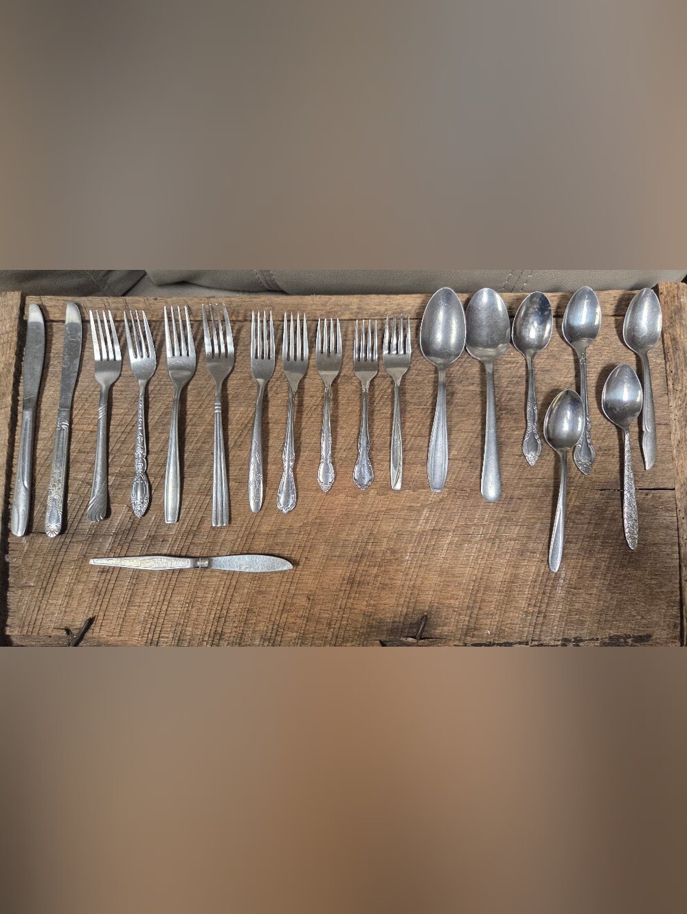 Mixed Stainless Steel Silverware Lot 19 Pcs Forks Spoons Knives Replacements B1P